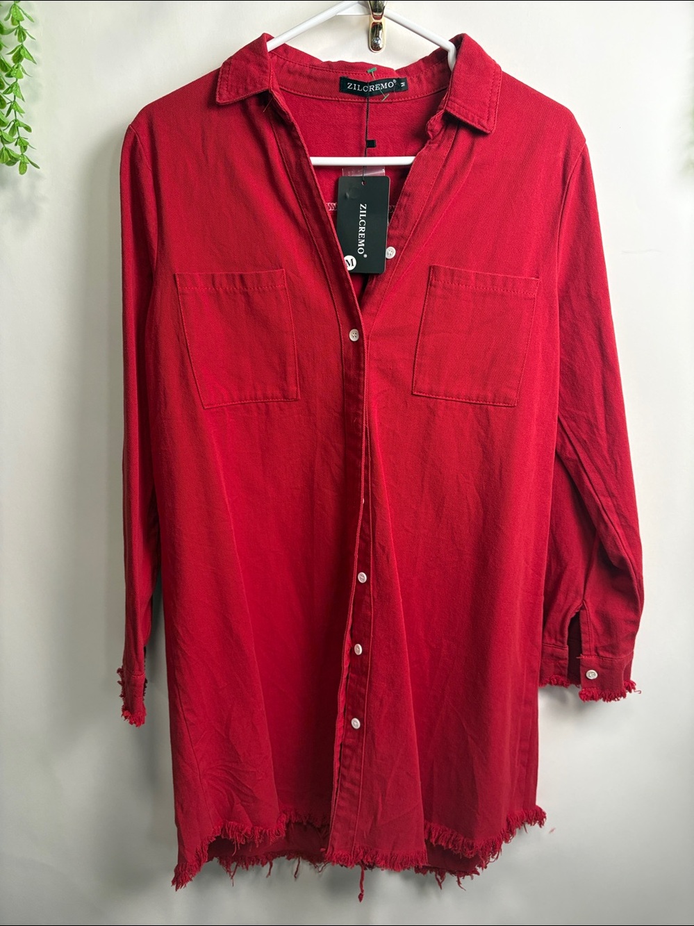 Vibrant Red Button Down Shirt - Picture 5 of 14